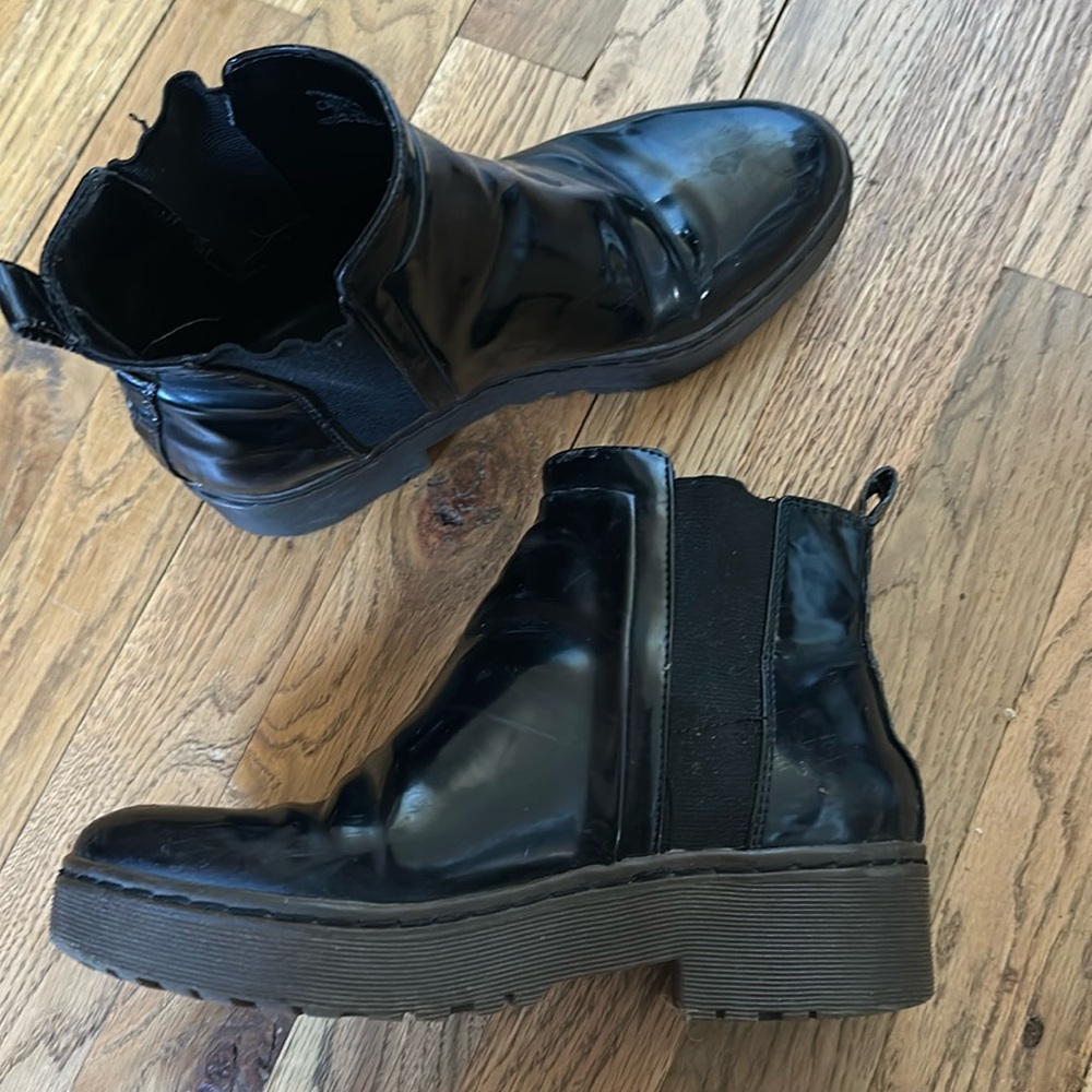 Zara Black Platform Boots Water Resistant Size 7